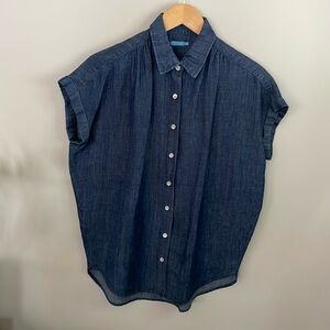 J. McLaughlin women’s small Alondra Chambray Roll Sleeves Button Down Shirt Top